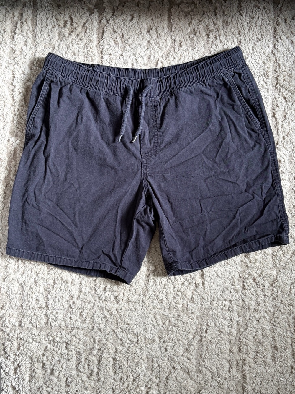 H&M Dark Navy Canvas Shorts with Elastic Drawstring Waist M
